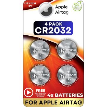 Key Battery Outlet Baterías de Repuesto para Apple AirTag - 4 Pack CR2032 Litio 3V