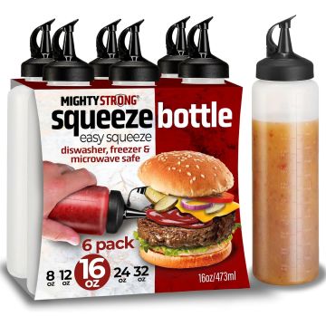 6 Botellas Dosificadoras para Salsas y Líquidos de 16 oz