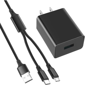 Cargador Rápido UL para Tabletas Kindle Fire, Cable USB a Micro-USB y USB-C